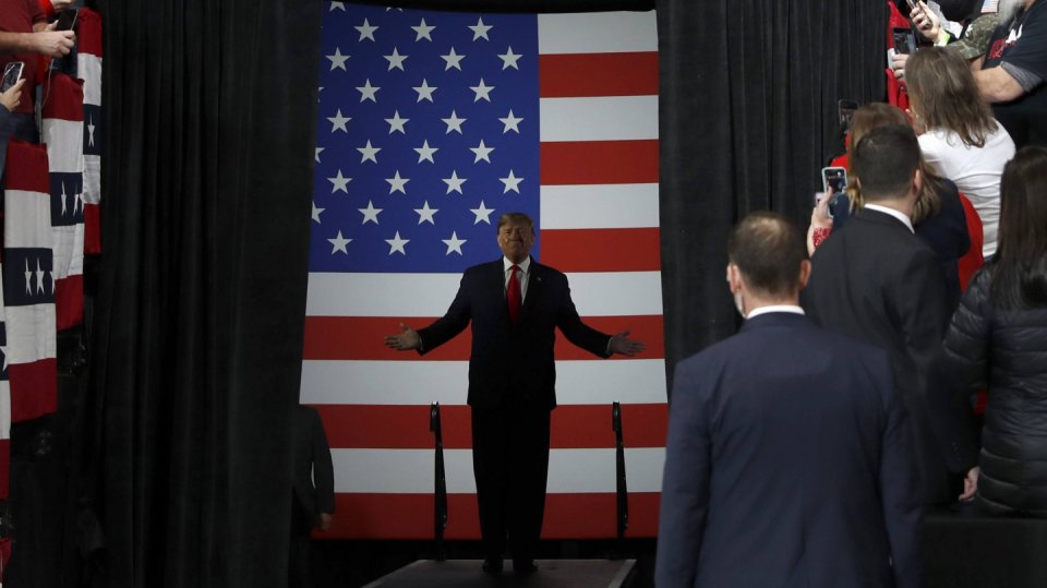 Donald Trump při předvolebním projevu v Ohiu